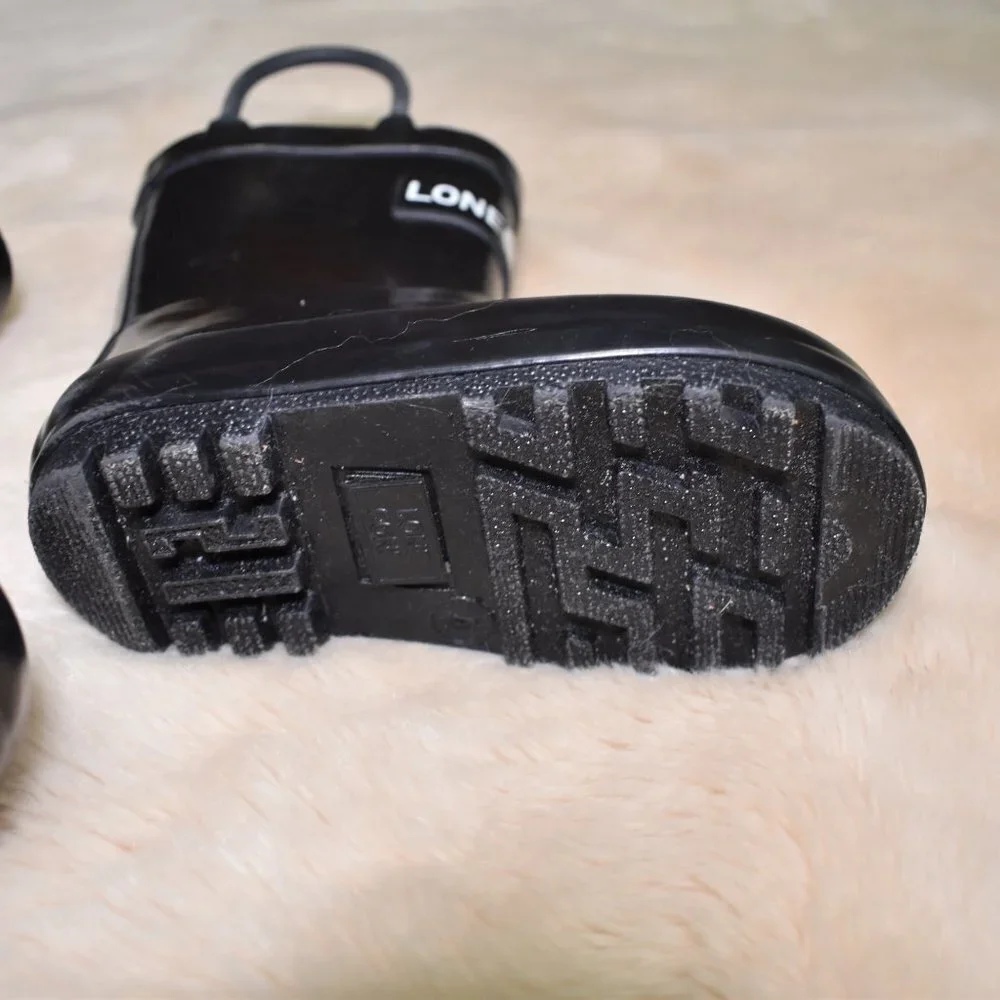 Kids Black Rain Boots Size 4 BPA Free Rubber Waterproof